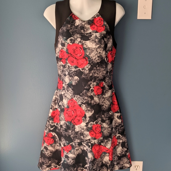 RW&CO BLACK/RED ROSE DRESS, SMALL - Picture 2 of 9